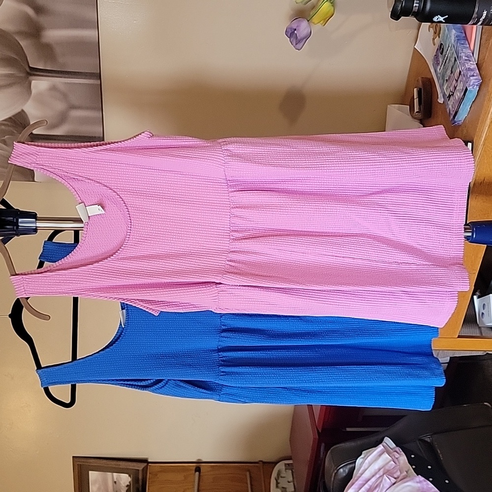 Ava & Viv short dresses, 2x blue and pink, great for bathing suit cover up